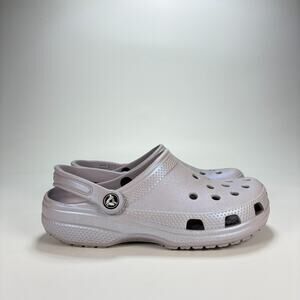 Crocs Classic Glitter Clog Mystic Silver Lightweight Slip On Shoes Women's Sz 8